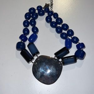Chicos Necklace. Blue and Silver Necklace.